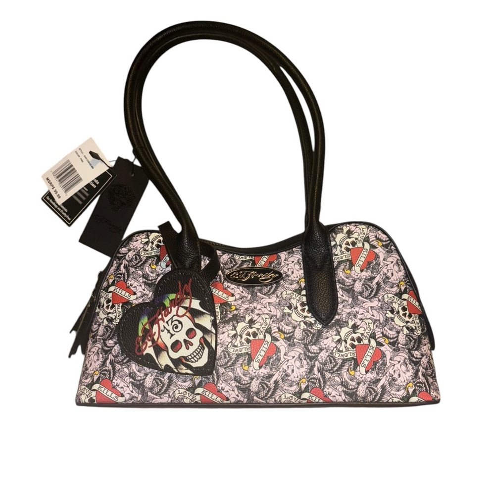 Ed Hardy Multicolor Skull Print Shoulder Bag
